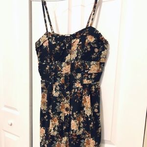 Poetry Black Floral Sun Dress Spaghetti Strap L